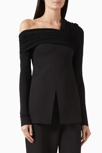 Asymmetric Top in Twill Suiting & Crepe Knit