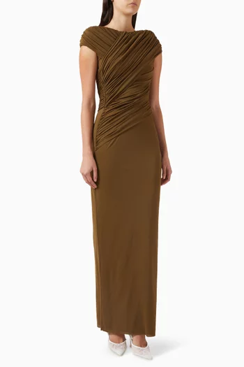 فستان ميرييل بعقدة في الخلف جيرسيه لامع