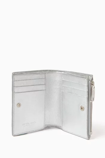 Small Bi-Fold Wallet in Intrecciato Satin Leather