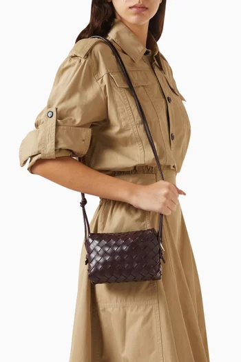 Mini Loop Crossbody Bag in Intrecciato Leather