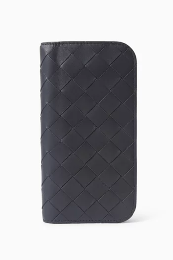 جراب آيفون 16 برو فوليو ثنائي الطي جلد مجدول