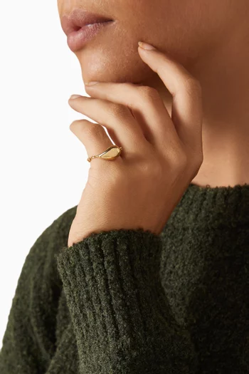 خاتم سلسلة بتصميم قطرة فضة إسترلينية مطلية ذهب عيار 18‏