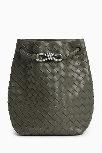 Small Andiamo Bucket Bag in Intrecciato leather