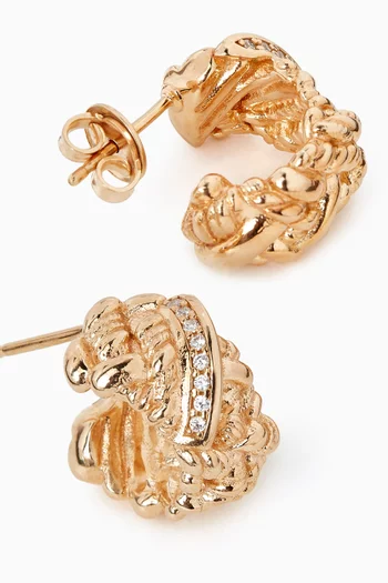 أقراط دائرية بتصميم مجدول فضة مطلية ذهب عيار 18