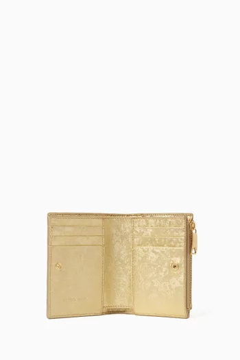 Small Bi-Fold Wallet in Intrecciato Satin Leather