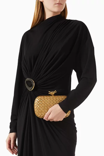 Knot Minaudière Clutch in Intrecciato Piccolo Lamina Leather