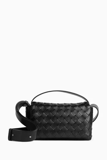 حقيبة ميني بغطاء قلاب جلد مجدول