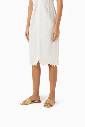 حذاء مفتوح باروكو بكعب مسطح جلد مجدول بملمس ستان