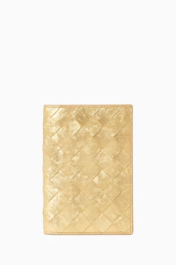 Passport Case in Intrecciato Satin Leather