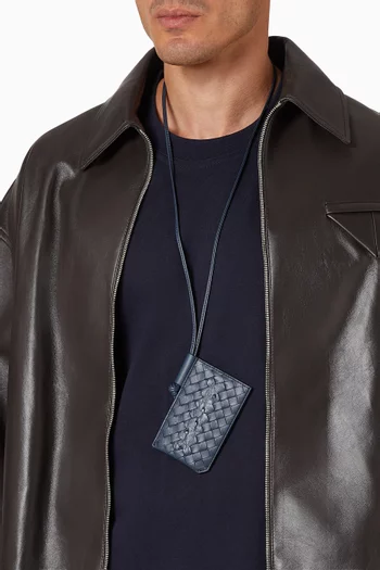 Piccolo Badge Holder in Intrecciato Calf Leather