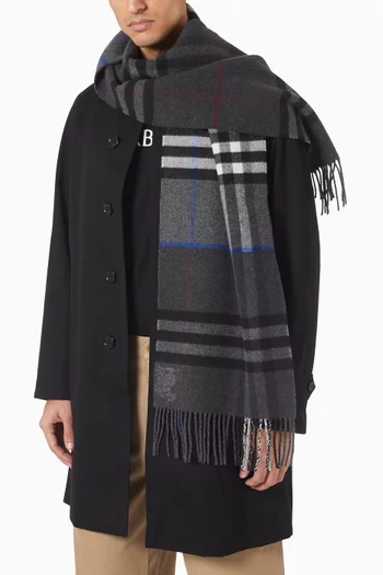 Contrast Check Scarf in Cashmere