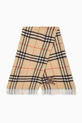Wide Cross Stitch EKD Check Scarf in Cashmere