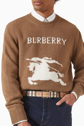 حزام بوجهين بنقشة مربعات وإبزيم بسن جلد