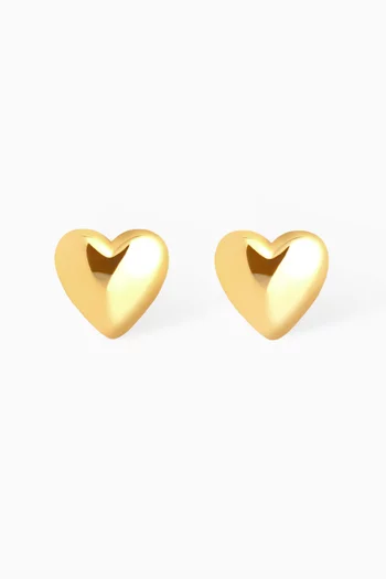 Heart Stud Earrings in 18kt Gold-plated Sterling Silver