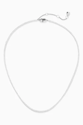 Tennis Chain Necklace in Rhodium-plated Brass