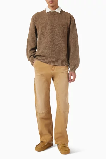 سترة بجيب وفتحة رقبة مستديرة قطن