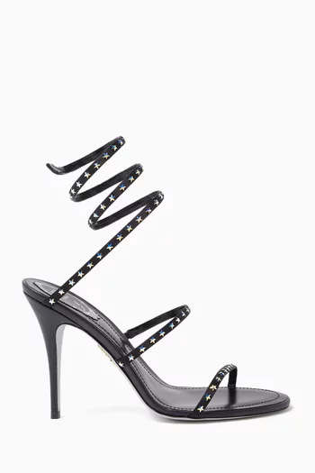 صندل كليو مزين بحلي بكعب 100 مم جلد