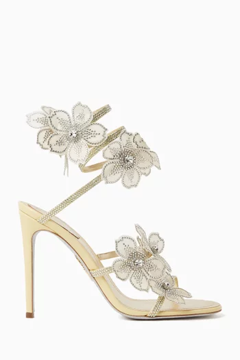 Peach Flower 105 Sandals in Satin