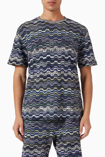 Fret Raschel T-shirt in Cotton & Viscose