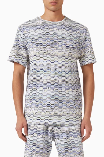 Fret Raschel T-shirt in Cotton & Viscose