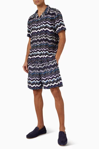 Long Zigzag Swim Shorts