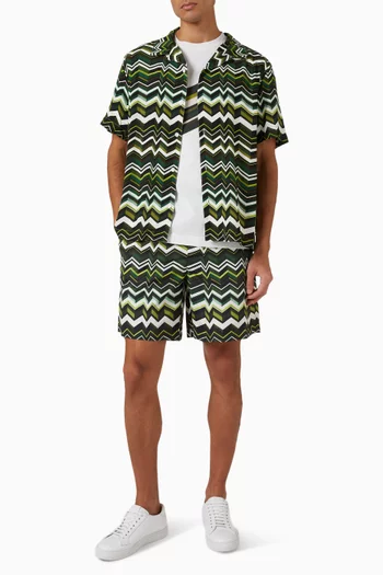 تي شيرت بخطوط متعرجة كبيرة الحجم قطن