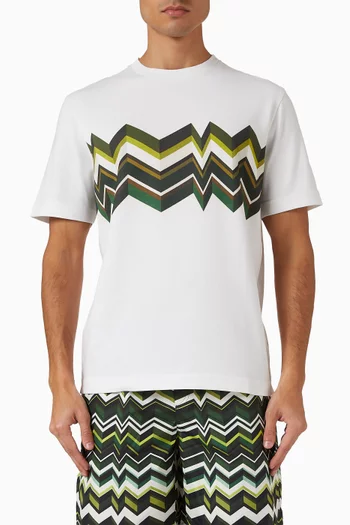 تي شيرت بخطوط متعرجة كبيرة الحجم قطن