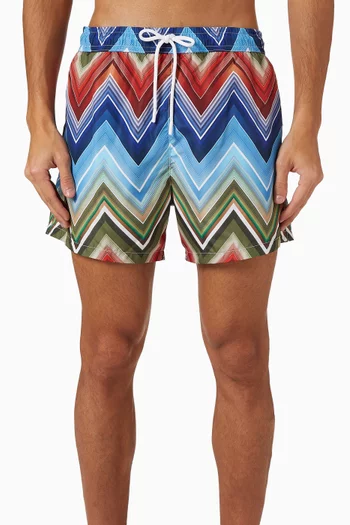 Macro Zig Zag Swim Shorts in Nylon
