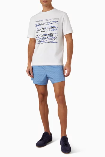 تي شيرت بطبعة مموجة قطن