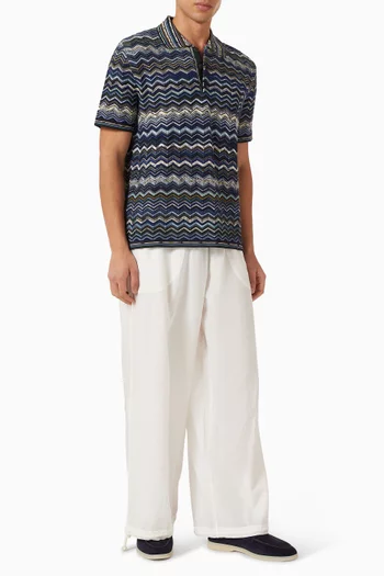 تي شيرت بولو منسوج بنقشة خطوط شيفرون قطن