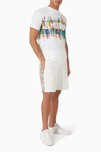 شورت رياضي بشريط بنقشة جلد أفعى ونسيج راشيل