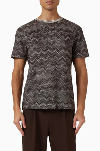 تي شيرت بنقشة جلد أفعى بألوان متدرجة مزيج قطن