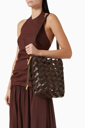 YY Bucket 19 Woven Bag in Calfskin Leather