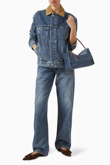 جاكيت دينم بياقة مخملية