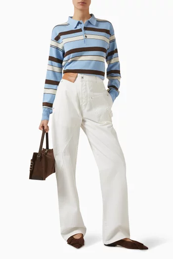 تي شيرت بولو رغبي منسوج مزيج قطن