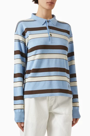 تي شيرت بولو رغبي منسوج مزيج قطن