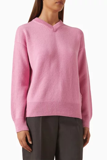 V-neck Knit Sweater in Cashmere