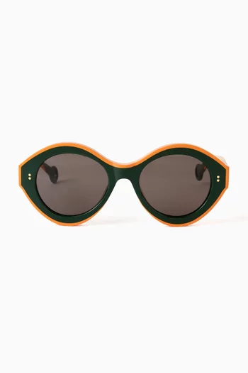 Round Contrast Sunglasses in Acetate