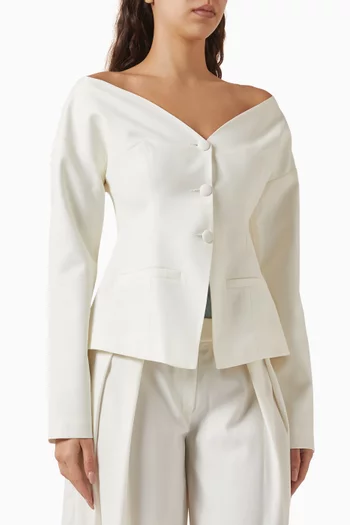 Off-shoulder Blazer in Wool-blend