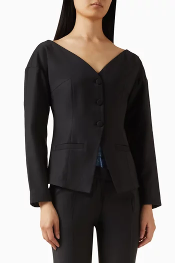 Off-shoulder Blazer in Wool-blend