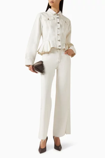 بنطال جينز بقصة ساق واسعة دينم