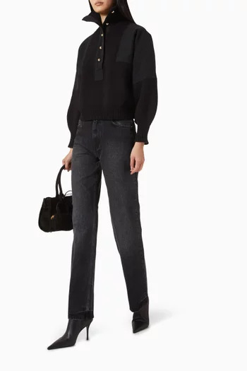 بنطال جينز دينيمي بقصة ساق مستقيمة دينم