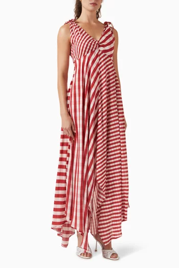 فستان بنقشة وشاح غينغهام مودال