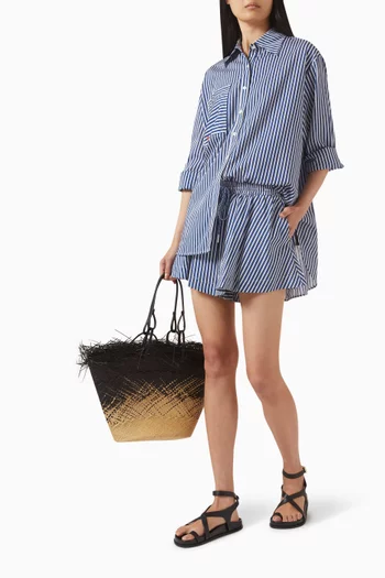 شورت بقصة ساق واسعة مزيج رايون