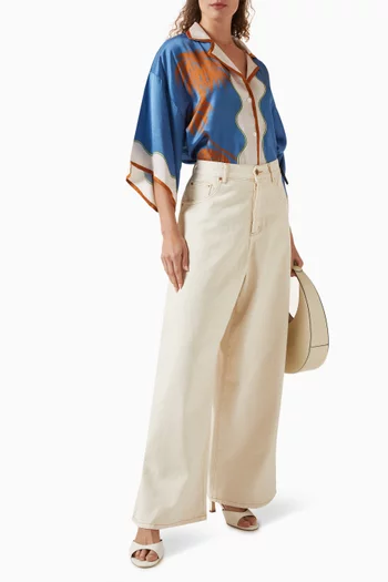 قميص كاواي بطبعة قطن فوال