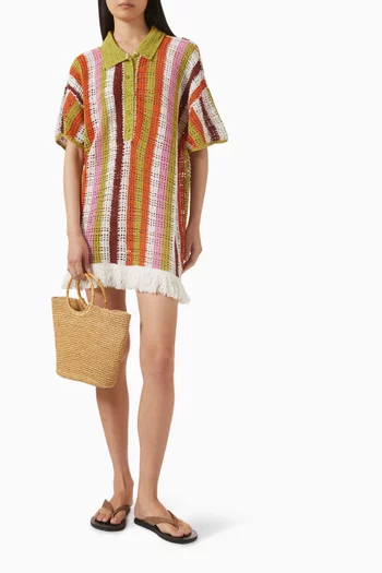 فستان ماغي قصير قطن وكروشيه