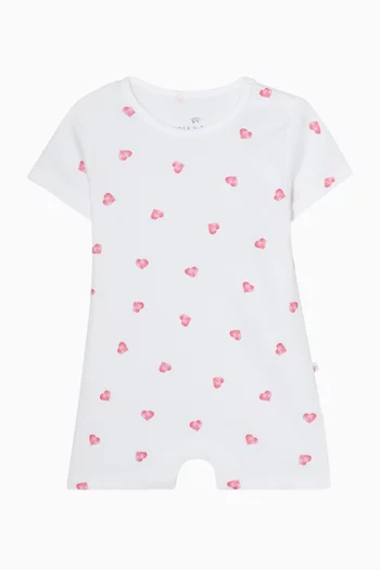 Pink Hearts Romper in Bamboo & Cotton