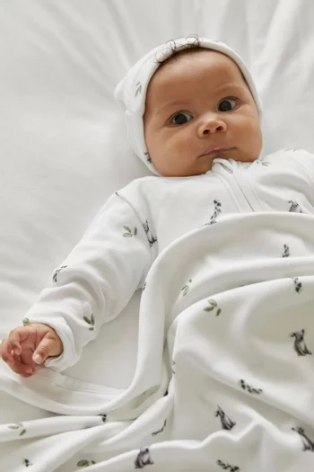 بيجاما قطعة واحدة بسحاب ونقشة كوالا قطن وبامبو 