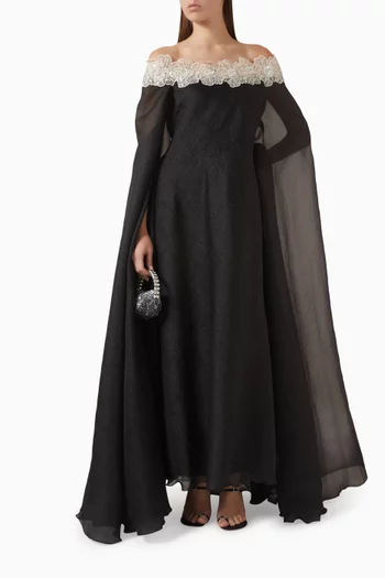 Embellished Off-shoulder Kaftan