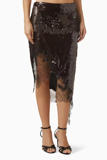 Sequin Lace-trim Skirt